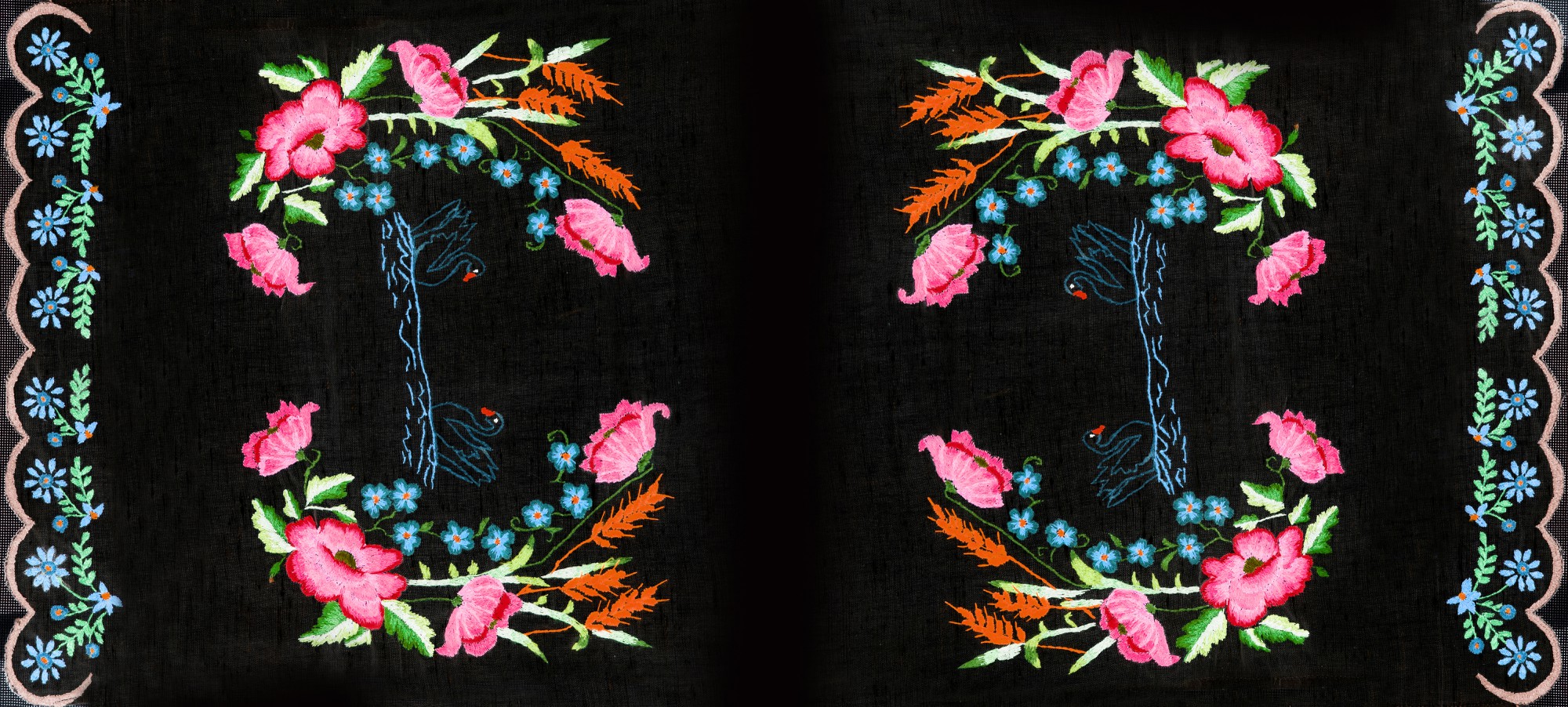 Small stitched patch with floral pattern